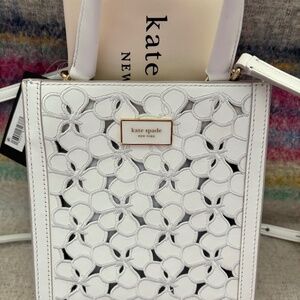 Kate Spade Eyelet Mini Tote Perforated Floral White